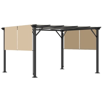 Outsunny Auvent Rétractable pour Pergola 10 Pieds x 12 Pieds, Beige