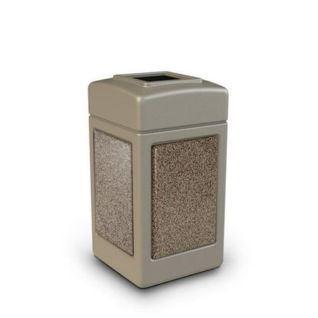 Commercial Zone Products  42-gallon StoneTec Panel Trash Can - Beige with Riverstone