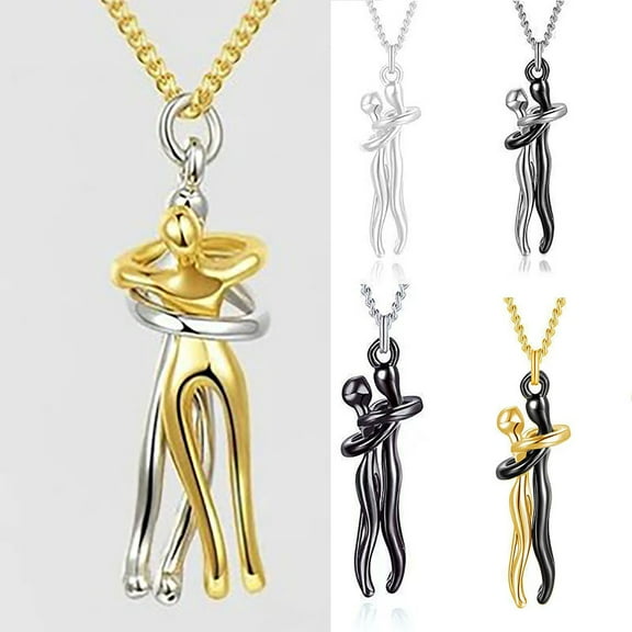 Cheers.US Hug Necklace, The Tale of Two Lovers Necklace Show Your Love, Affectionate Hug Necklace for Couples, Valentine's Day Necklace