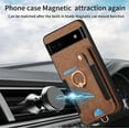 thumbnail image 3 of Phone Case for Google Pixel 6A 5G 2022 Wallet Cover with Tempered Glass Screen Protector and Wrist Strap Lanyard RFID Credit Card Holder Ring Stand Cell Accessories Pixel6A A6 Women Men Brown, 3 of 6