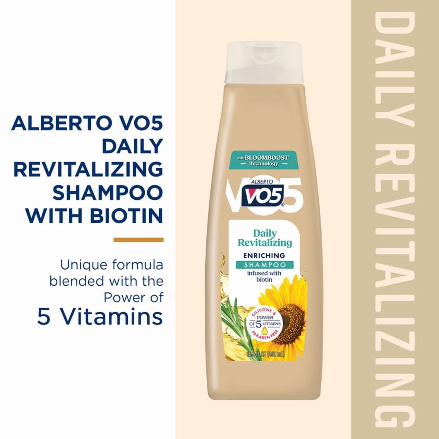 Alberto VO5 Daily Revitalizing Enriching Shampoo with Biotin, Vitamin-Enriched, Paraben Free Formula for Strong, Healthy Hair
