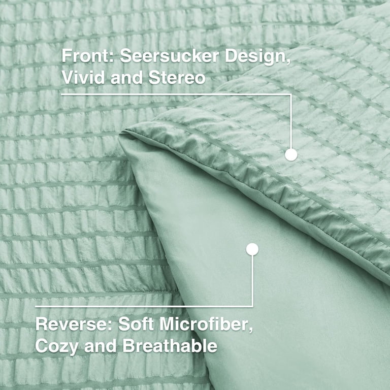 HYMOKEGE Ivory King Size Comforter Set Seersucker 7 Pieces, All Season ...