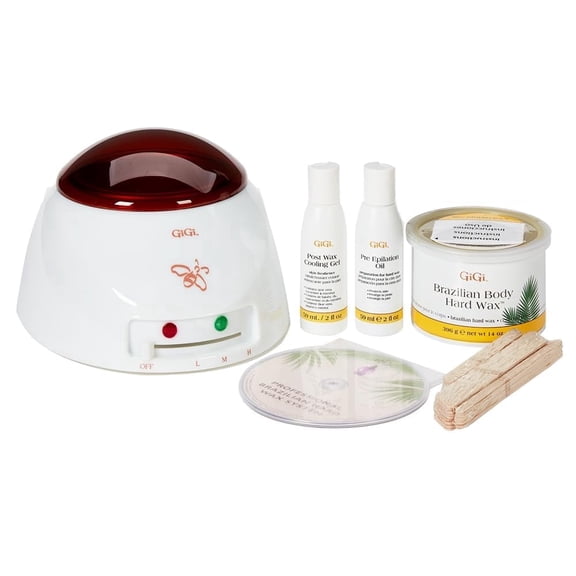 GiGi Brazilian Waxing Kit for Women with Hair Removal Wax, Wax Warmer, Hard Wax and Skin Soothing Oils