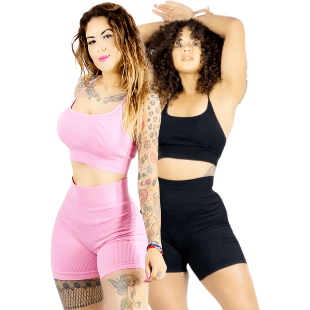 Set De Dos Conjunto Deportivo Unitalla Casual Mujer Short y Blusa Stretch Comodidad y Estilo