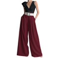 thumbnail image 3 of Women's High Waist Wide Leg Pants Elegant Pleated Work Business Casual Suit Trousers by Yigetop Wine S, 3 of 7
