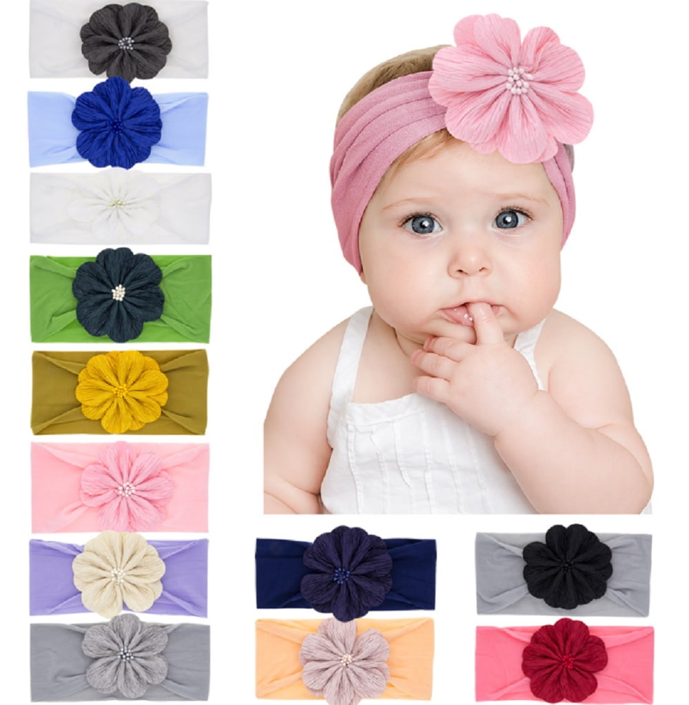 12 Pcs Colorful Kids Girl Baby Headband Toddler Lace Bow Flower Hair Band Accessories US