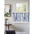 thumbnail image 3 of Blue Beige Wooden Sheer Kitchen Tier Curtains 24 Inch length,Rod Pocket Half Curtains Short Drapes,Farmhouse Vintage Country Striped Light Filtering Small Window Treatments 2 Pcs 27.5"W x 24"L, 3 of 7