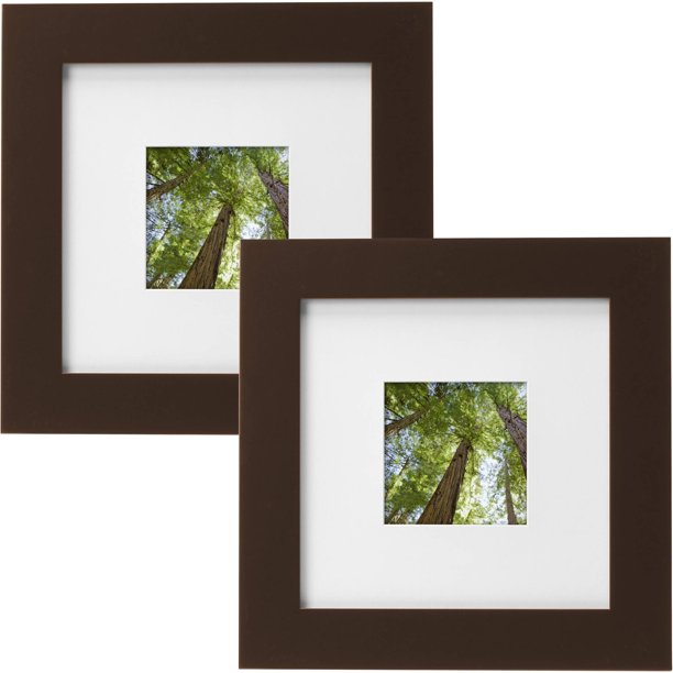Mainstays Wood Picture Frames, Brown, Set of 2