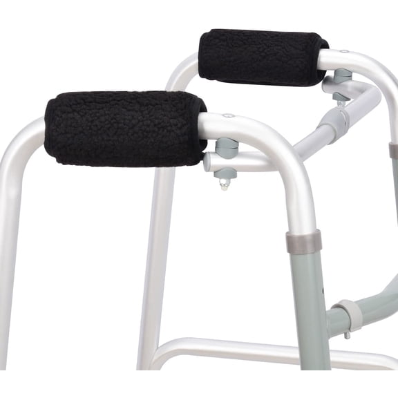 SupreGear Crutch Hand Grips, Padded Foam Non-Slip Handle Covers for Walking Aids, Black, 2 Pack