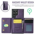 thumbnail image 6 of Detachable Wallet Compatible with Magsafe Wireless Charing for Samsung Galaxy S25 Ultra Case with Card Holder Magnetic Snap, RFID Blocking Kickstand 2 in 1 Shockproof Case for S25 Ultra, Purple, 6 of 10