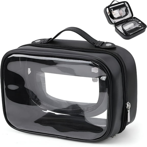GASTROPOD Travel Toiletry Bag Makeup Bag Clear 2 Layer Cosmetic Bag with Handle Waterproof Transparent Makeup Organizer