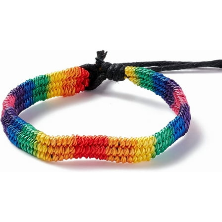 1 set 1pc Rainbow Pride Bracelet Nylon Cord Bracelet for Men Women Colorful 7-1/8 inch(18cm)