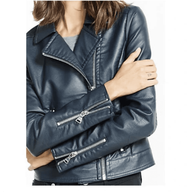EXPRESS Minus The Leather Navy Blue Moto Jacket Coat Large Walmart