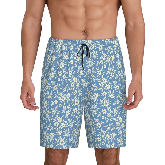 Fotbe Floral Retro Style Pantalones Cortos de Pijama para Hombre, Ropa de Dormir, Pantalones de Pijama Cortos para Hombre-Medium