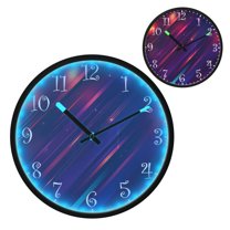 Voice Activated Clock with Glow Light 12 Inch Large Silent Wall Clock Battery Operated for Home Decor Lines and Glowing Dots