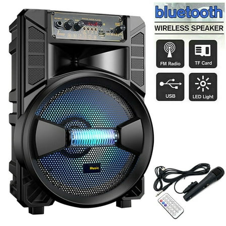 8" 2500W Portable Bluetooth Party Speaker Sub woofer Heavy Bass Sound System Mic