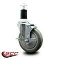 thumbnail image 2 of 5 Inch Gray Poly Swivel 1-1/2 Inch Expanding Stem Caster with Brake SCC, 2 of 2
