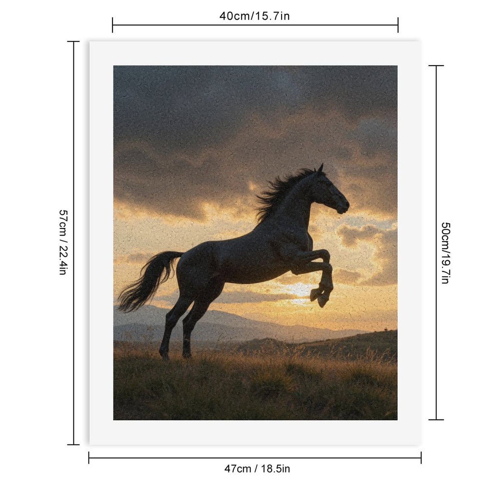 Paint By Numbers Kit for Adults Beginner - DIY Majestic Horse Sunset Silhouette Canvas Painting Kits for Adults, Frameless Paint By Number for Adults for Home Wall Decor 16x20 Inch