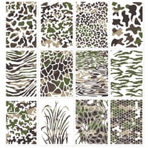 Sinekong 12 Pcs Camo Stencils for Spray Paint, Reusable Camouflage Pattern Templates for Painting Wood Boat DIY Crafts Spray Painta