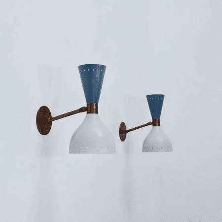 

Set Of 2 Beautiful Brass Dual Shade Brass Wall Scone - Italian Style Wall Scone - Italian Mid Century Wall Light