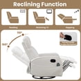 thumbnail image 4 of PAPROOS Swivel Rocker Recliner, Velvet 360°Swivel Rocking Chair with Massage and Heat, Glider Rocking Recliner for Nursery, Small Rocker Chair Manual Recliner for Home Theater Living Room, White, 4 of 8