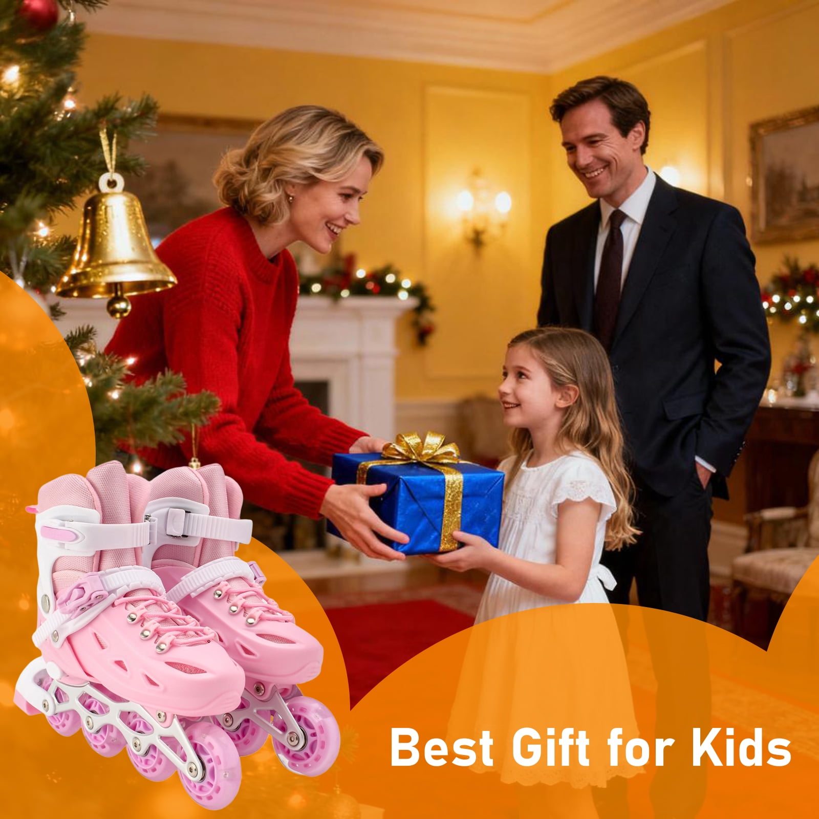 LIXI Adjustable Inline Skates for Women and Girls,Boy's Featuring Illuminated Wheels Skates, Great for Outdoor Sports,Pink