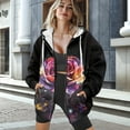 thumbnail image 3 of SCRAWLGOD Galaxy Rose Hoodie Zip Up Women Light Weight Sweat Shirts for Women Casual Long Sleeve Oversized Zipper Jacket for Women Elastic Ladies Hooded Sweaters Size L, 3 of 7