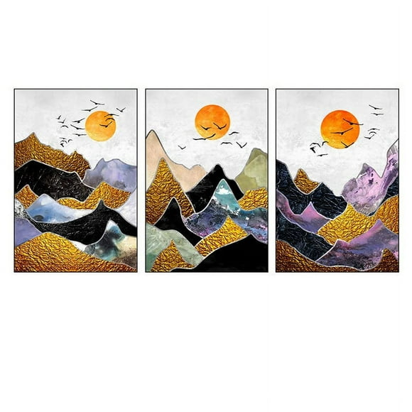Ladole Rugs Multicolor Mountain with Sun Canvas Wall Art - Framed Nature Photography Print Modern Themed Gallery Picture Artwork for Kitchen, Bedroom, and Living Room Wall Decor - 40x50 cm