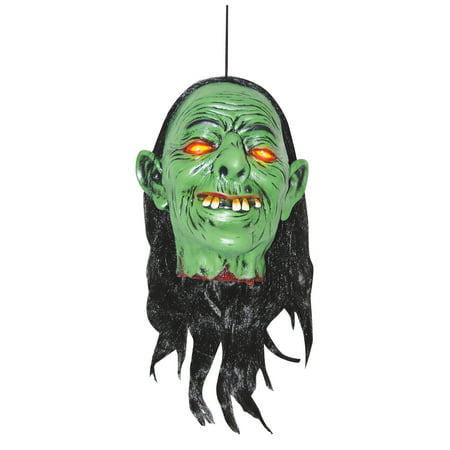 Hanging Latex Voodoo Shrunken Light Up Head Prop Witch Zombie Halloween Prop
