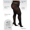 thumbnail image 3 of MeMoi Spiral Opaque Plus Size Curvy Control Top Tights - Womens - Female, 7X, Black, 3 of 11