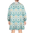 thumbnail image 2 of Wearable Oversized Blanket,Blue Pioneer Flower Pattern Wearable Blanket Hoodie for Adults,Cozy Hooded Blankets with Super Pockets,Super Warm Fuzzy Pullover for Women & Men, 2 of 6
