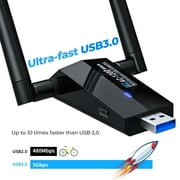 1200Mbps USB WiFi Adapter for Desktop or PC, TSV Dual Band 2.4G/ 5G AC Wireless Network Card Dongle with 5dBi High Gain Antenna for Desktop Laptop PC Support Windows 11/10/8/7/XP/Vista, Mac OS