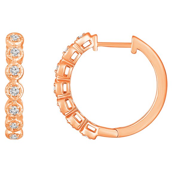 ARAIYA FINE JEWELRY 10K Rose Gold Lab Grown Diamond Hoop Earrings (1/4 cttw, E-F Color, VS1 Clarity) for Women