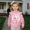thumbnail image 3 of Yuyamidu Cherry Blossom Dragon Sweatshirt for Girls 4T 5T Pink Ruffle Shoulder Long Sleeve Pullover Tops Cute Animal Print Sweatshirt Playwear for School Outdoor Play, 3 of 8