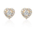 thumbnail image 6 of AVORA 14K Yellow Gold April Birthstone in Simulated Diamond CZ Halo Heart Stud Earrings, 6 of 6