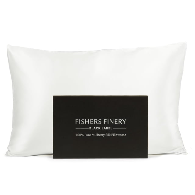 Funda de almohada Fishers Finery de 30 mm, 100% seda de morera pura, blanca