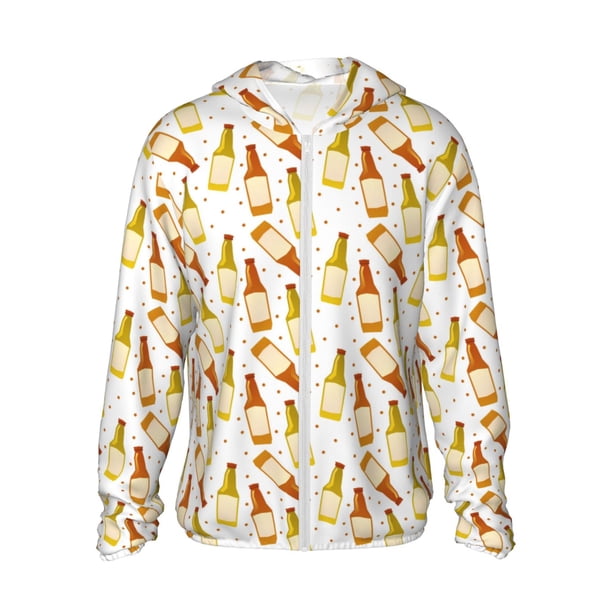 Fotbe Beer Bottles Chaqueta con Protección Solar UPF 50+ para Hombre y Mujer, Camisa con Capucha y Bolsillos-X-Large