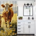 thumbnail image 6 of Farmhouse Highland Cow Funny Cattle And Flower Shower Curtain Modern Home Bathroom Bathtub Decor Waterproof Fabric with 12PCS Hooks, 6 of 8