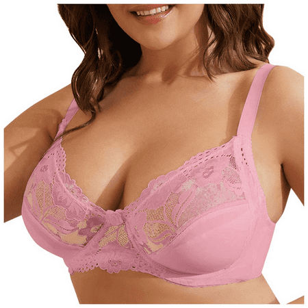 Fulorrnie Bras for Women Plus Size Wirefree Full Coverage Lift Front Closure Figure Balconette Comfort Bra Light Pink M