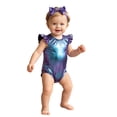 thumbnail image 4 of Hansber 2Pcs Metallic Outfit for Baby Girls Sparkly Romper Toddlers Birthday Party Fancy Dress Up Blue 6-12M, 4 of 7
