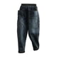 thumbnail image 3 of Pantalones vaqueros de mezclilla desgastados para mujer Pantalones recortados de harén con cintura elástica Pantalones casuales hasta el tobillo, 3 of 9