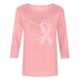 thumbnail image 5 of Nfurl Womens Pink Ribbon Breast Cancer Awareness T Shirts Casual Crew Neck 3/4 Sleeve Tshirts Breast Cancer Clothes Pink,M, 5 of 5