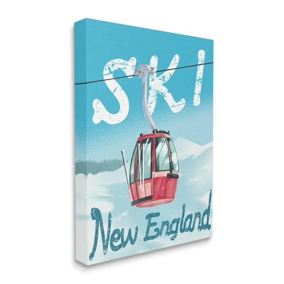 Stupell Industries Ski New England Red Winter Trolly Mountains Sports Painting Gallery Wrapped Canvas Print Wall Art, 16 x 20