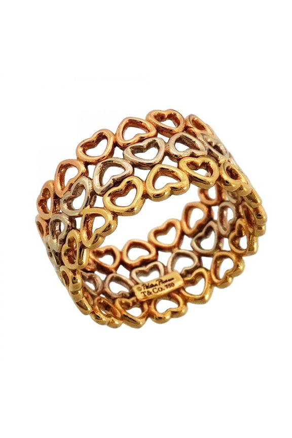 Pre-Owned Tiffany & Co. Crown of Hearts Ring, 18K Yellow Gold (KYG), White (18KWG), Pink...