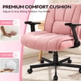 thumbnail image 5 of BOSSIN Criss Cross Chair with Wheels,Cross Legged Office Chair,Wide Criss Cross Chair with Flip-Up Arms & Extra-Deep Seat Thickened for Office Chair,Plush Cushion,Cute,Comfy,Pink, 5 of 8
