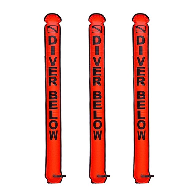 3 piezas 4 pies de para buceo, seguridad, salchicha, de superficie, boya, equipo de buceo Cola Boya de señalización de superficie