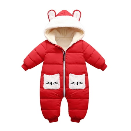

Binmer Newborn Infant Baby Boys Girls Long Sleeve Cartoon Thick Hooded Romper Jumpsuit