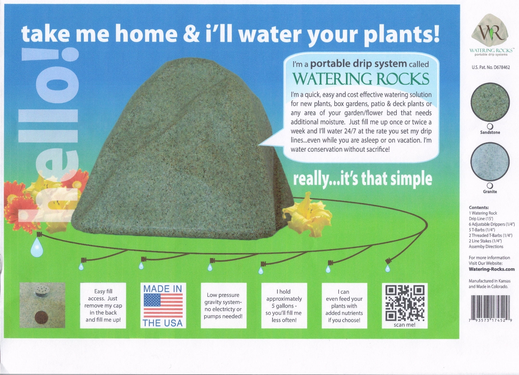 Watering Rock Portable Automatic Irrigation Drip System Sandstone