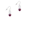 thumbnail image 2 of Delight Jewelry Purple Crystal Heart Silvertone Leaf French Earrings, 2 of 5