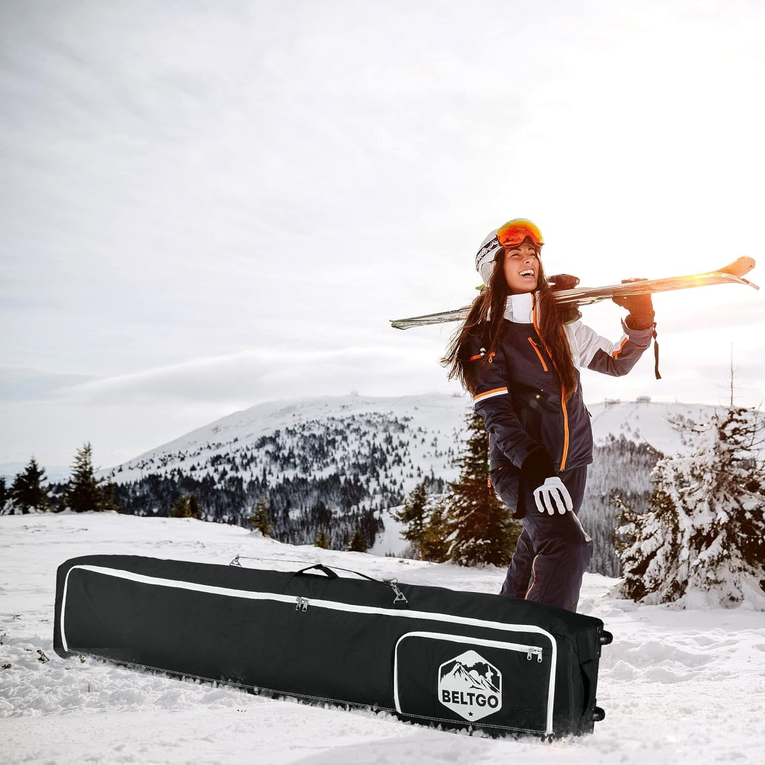 BeltGo Black Rolling Ski/Snowboard Bag - Walmart.com